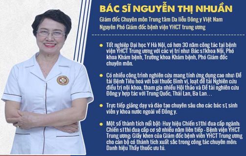 Bác sĩ Nguyễn Thị Nhuần là một trong những chuyên gia hàng đầu YHCT điều trị các bệnh da liễu