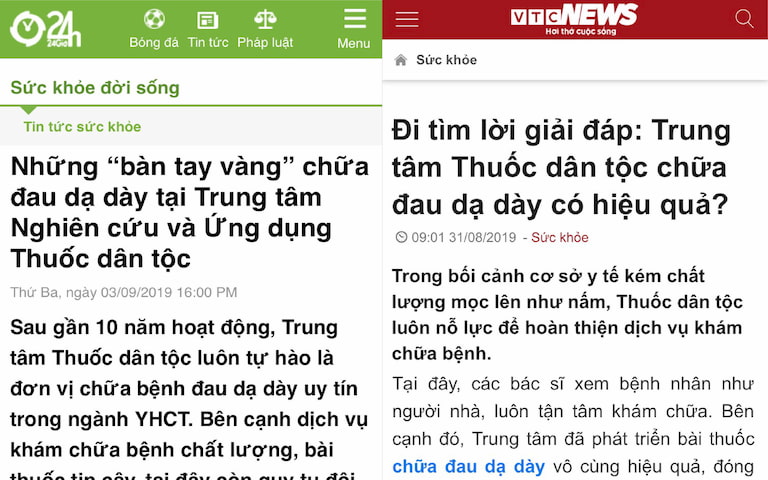 Phương thuốc chữa dạ dày của Thuốc dân tộc nhiều lần được báo chí đưa tin